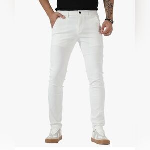 Men's White Pants Plaid & Plain
